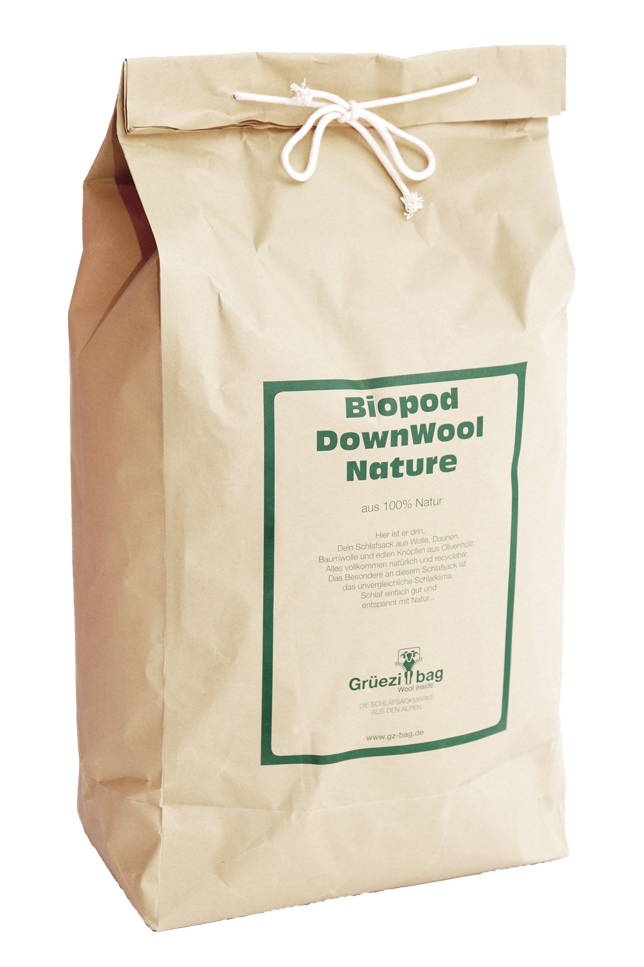 Grüezi bag Biopod DownWool Nature Comfort - ausgeliefert im Papierbeutel