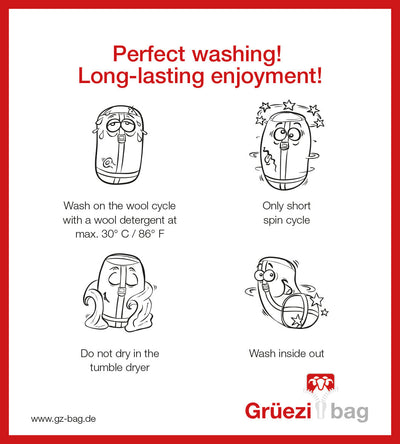 Grüezi bag Wollschlafsack Biopod Wolle Survival - Washing instructions english